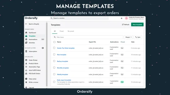 Ordersify: Order Exporter screenshot