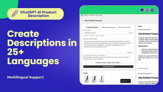 ChatGPT‑AI Product Description screenshot