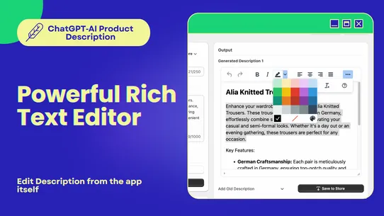 ChatGPT‑AI Product Description screenshot