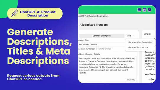 ChatGPT‑AI Product Description screenshot