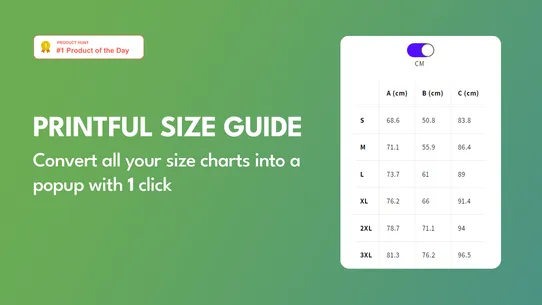 Printful Size Guide,Size Chart screenshot