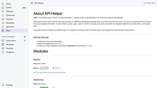 API Helper screenshot