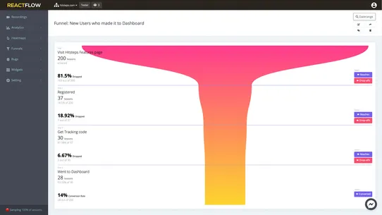 Reactflow Recordings &amp; Heatmap screenshot