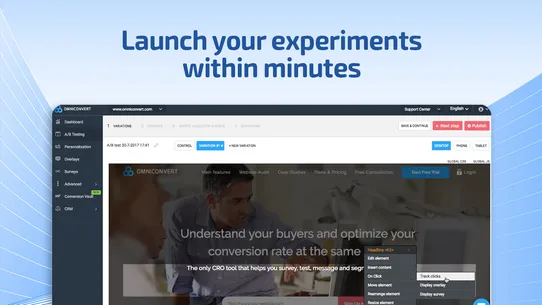 Omniconvert AB testing + CRO screenshot
