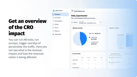 Omniconvert AB testing + CRO screenshot