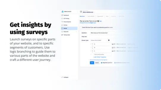 Omniconvert AB testing + CRO screenshot