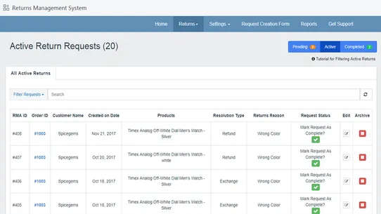 Easy Returns Management System screenshot