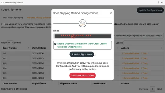 Saee Shipping Method screenshot