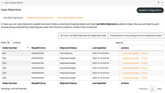 Saee Shipping Method screenshot