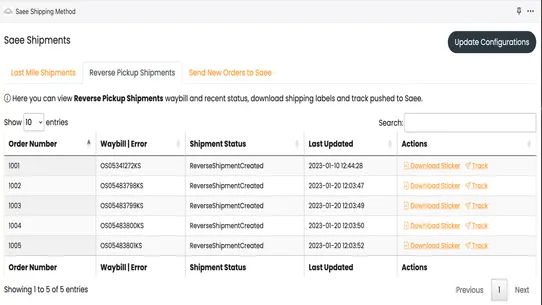 Saee Shipping Method screenshot