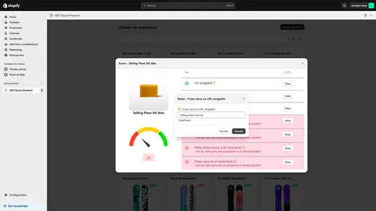 App de optimización SEO guiada screenshot