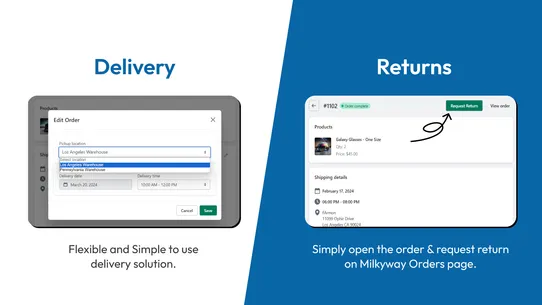 Milkyway ‑ Delivery + Returns screenshot