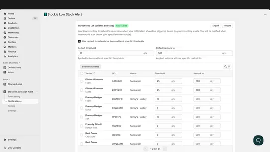 Stockie Low Stock Alert screenshot