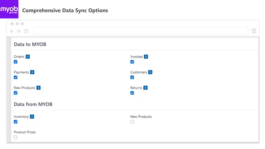 MYOB Sync screenshot