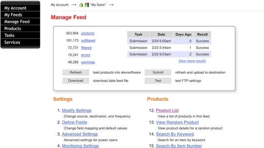 Shopping Data Feed Service screenshot