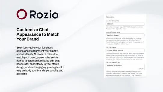 Rozio AI Live Chat screenshot