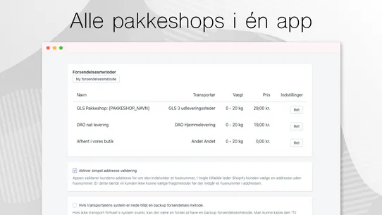 Pakkeshopper screenshot