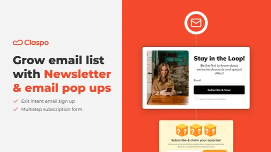 Claspo Newsletter Email Pop up screenshot