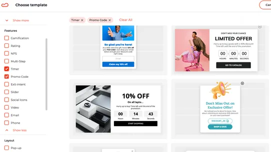 Claspo Newsletter Email Pop up screenshot
