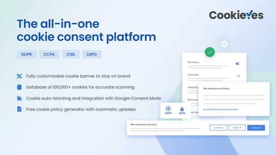 CookieYes GDPR Cookie Banner screenshot