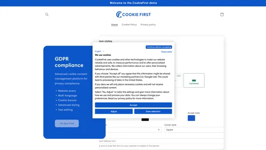 Cookie Consent by CookieFirst screenshot