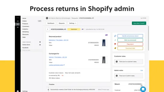 Code Returns &amp; Exchanges screenshot