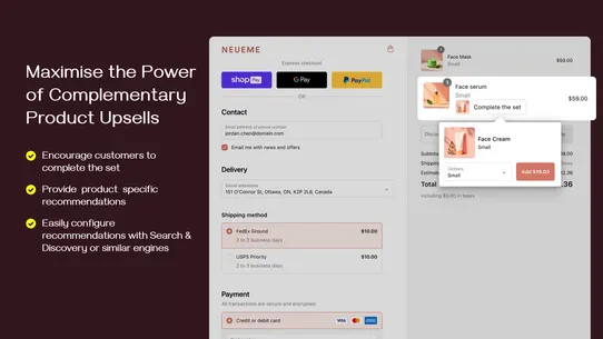 Checkout Wiz: Checkout upsells screenshot