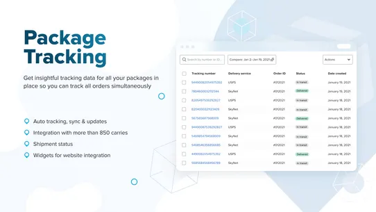 Order Tracking ‑ pkge screenshot