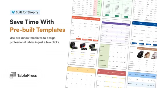 TablePress Size Chart &amp; Guide screenshot