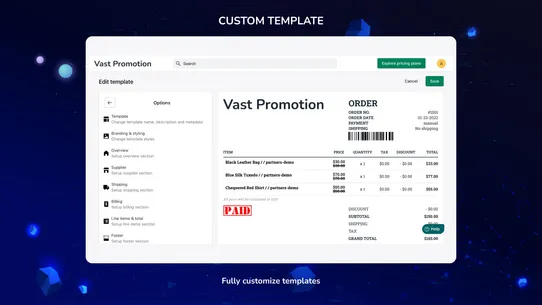 VP: Print Order - PDF Invoices screenshot