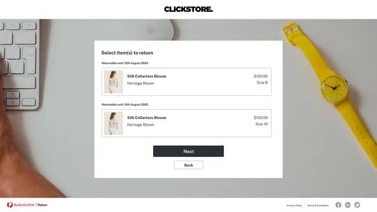 Returns Plus ‑ Australia Post screenshot