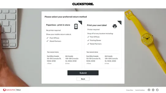 Returns Plus ‑ Australia Post screenshot