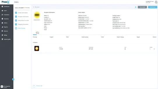 Phase V Fulfillment screenshot