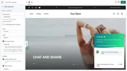 RT: WhatsApp Chat, Live Chat screenshot