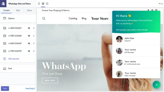 RT: WhatsApp Chat, Live Chat screenshot