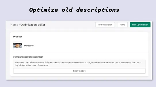 Eva AI: optimize descriptions screenshot