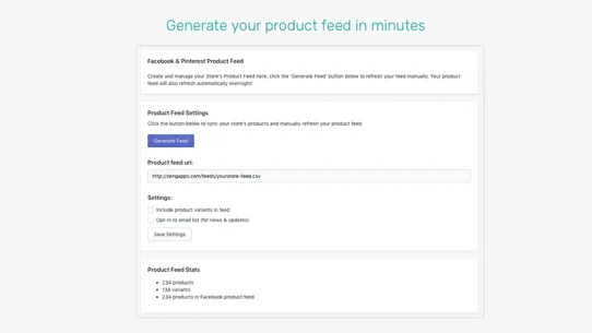 UpFeed Product Feed screenshot