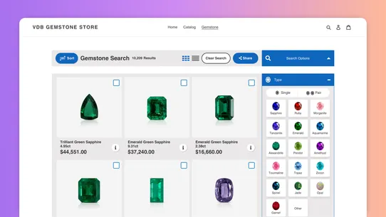 VDB Diamond &amp; Gemstone Search screenshot