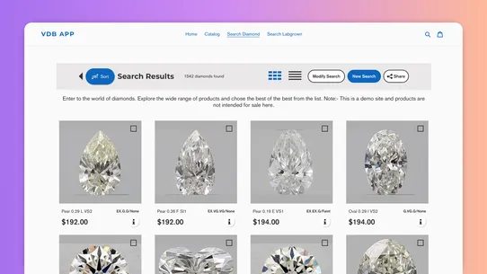 VDB Diamond &amp; Gemstone Search screenshot