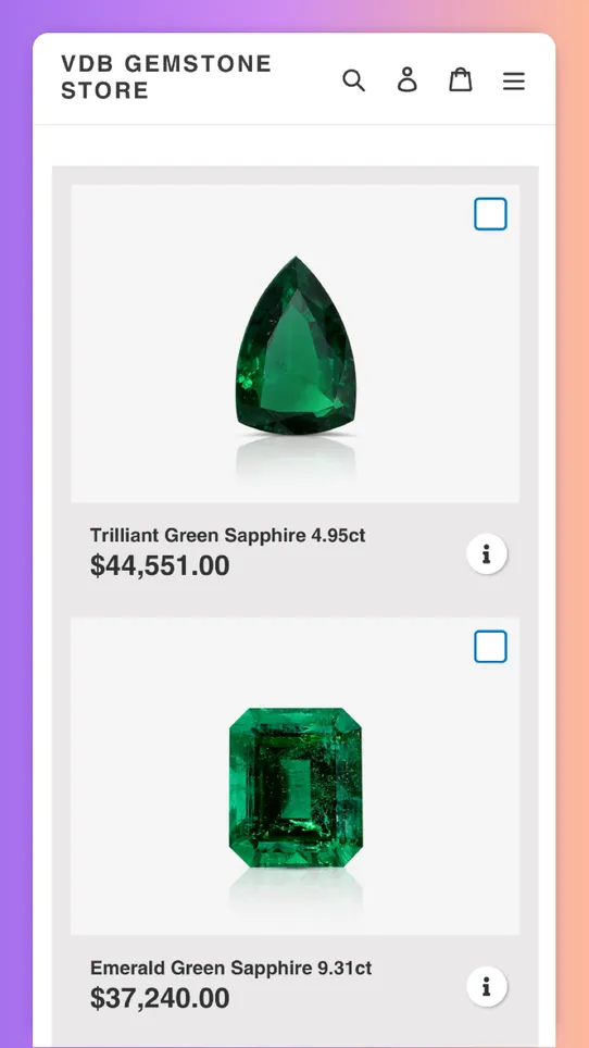 VDB Diamond &amp; Gemstone Search screenshot