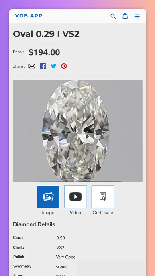 VDB Diamond &amp; Gemstone Search screenshot