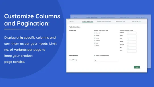 Addify ‑ Variations Table List screenshot