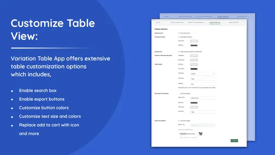 Addify ‑ Variations Table List screenshot