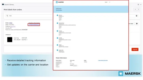Maersk E‑Delivery screenshot