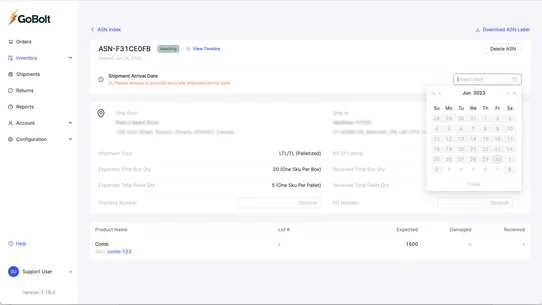 GoBolt Merchant Portal ‑ STG screenshot