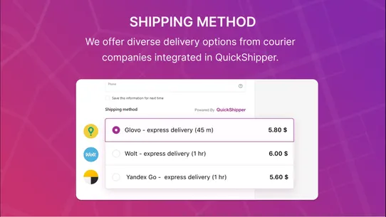 QuickShipper: Delivery Options screenshot