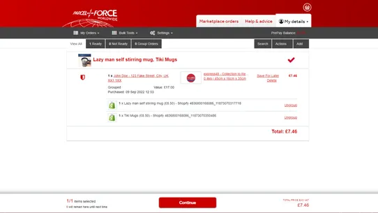 Parcelforce Worldwide screenshot