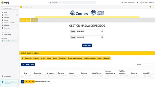 Correos Ecommerce screenshot