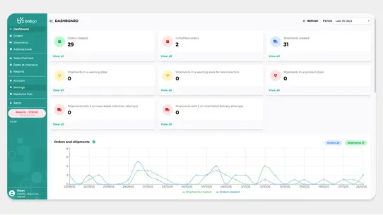 Bob Go smart shipping solution screenshot
