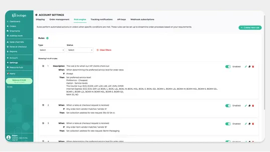 Bob Go smart shipping solution screenshot